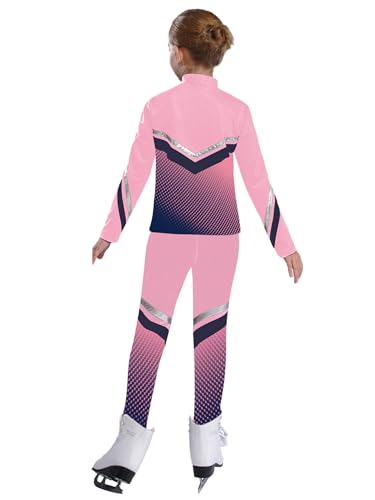 Jugaoge Kids Girls 2 Piece Sports Outfits Warm Fleece Zip Up Sports Jacket with Leggings Set for Ice Skating2