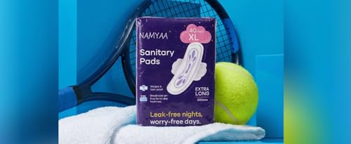 Image of Namyaa Sanitary Pads XXL 320mm - Extra Long, Ultra Thin, Winged & Leak-Proof Pads for Heavy Flow - Breathable, Rash-Free Comfort (40 Pads)