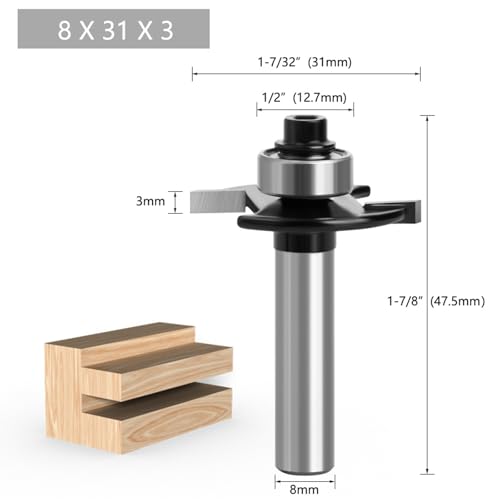 Fräser für Oberfräse Scheibennutfräser Fräer für OberfräSe 8mm Schaft 2 Mm,3 Mm,4 Mm,5 Mm Mit Kugellagern Werkzeuge für Die Holzbearbeitung, BündigfräSer für Den Holzzuschnitt (4 Stück 2/3/4/5mm)