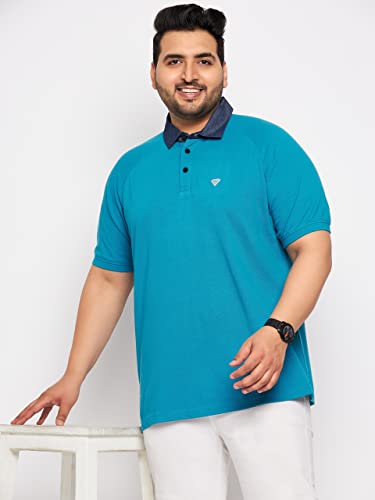Image of Club York Men Cotton Blend Half Sleeve Polo Neck Solid Plus Size T-Shirts