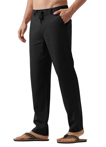 Image of Willit Men's Linen Pants Casual Lightweight Drawstring 29 inch 30 inch 32 inch
