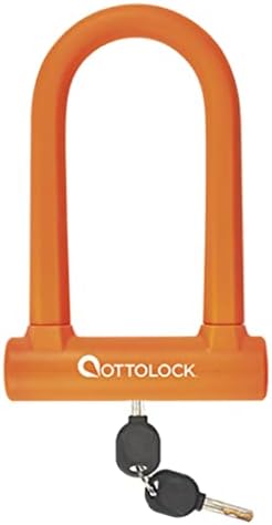 OTTOLOCK Sidekick Compact U-Lock | Lightweight Silicone-Coated Bike Lock (Orange)