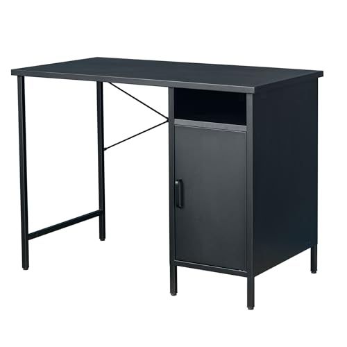 Riess Ambiente Industrie Design Schreibtisch DURA Steel - 100cm - schwarz matt - Metall - Ablagefächer Stauraum Bürotisch Arbeitszimmer