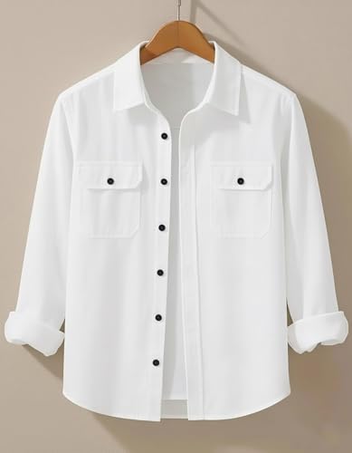 Image of DEELMO Men's Stylish Cotton Blend Casual Shirt || Full Sleeve Button-Down Shirt with Dual Flap Pockets || Comfortable Breathable Fabric || Perfect for Casual Office and Outing Wear