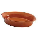 Rachael Ray Cucina Stoneware 2-Quart Oval Baker, Pumpkin Orange