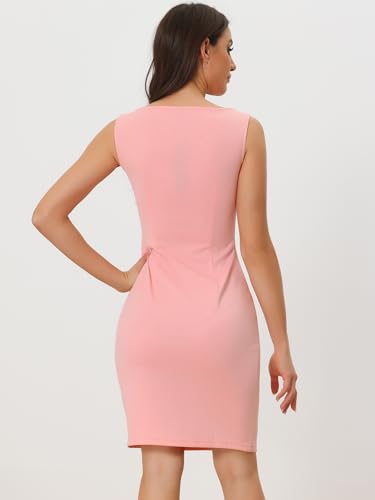 Image of Allegra K Sheath Dress for Women's Business Teacher Sleeveless Boat Neck Dressy Casual Office Dresses