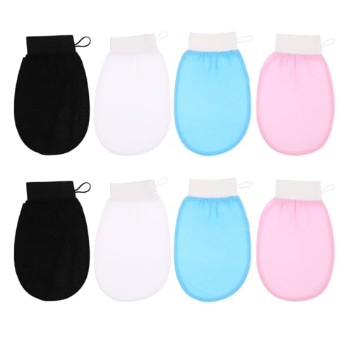 TEHAUX Juego de 8 Guantes Exfoliantes Ducha de Fibra de Viscosa Guantes Exfoliantes Corporales de Doble Cara para Mujer Colores y Ideales para Eliminar Piel Muerta y Mejorar la