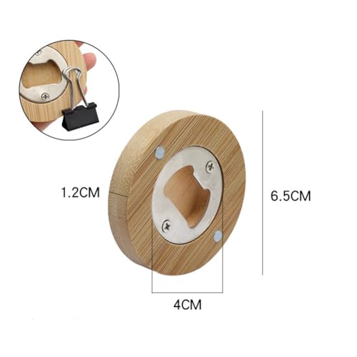 Srutueo 30Pcs Diy Bamboo Round Shape Bottle Openers Coaster Fridge Magnet Refrigerator Sticker Bar Decoration Beer Bottle Opener thumb #7