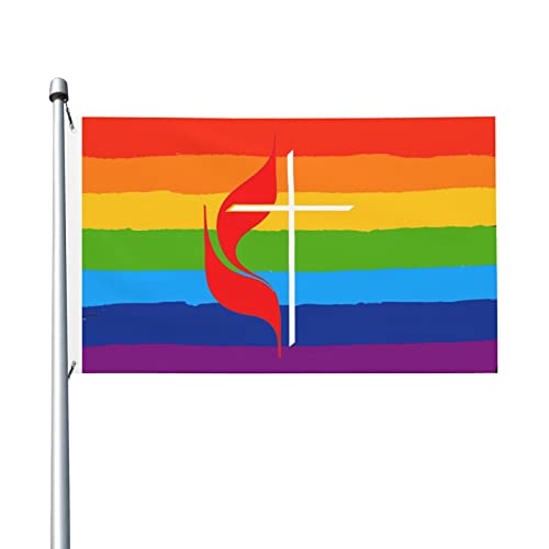 United Methodist Church Home Flag Double Sided Vivid Color 3x5 ft College Decor