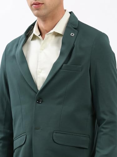 Image of SHOWOFFFF Men Solid Single Breasted Casual Blazer | Notched Lapel Full Sleeves Cotton Blazer for Mens | Slim Fit Regular Length Blazer for Men's