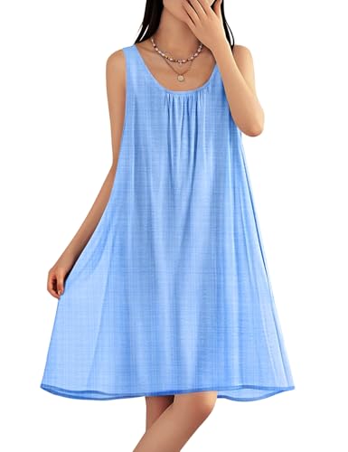 Image of YESNO Summer Dresses for Women Casual Boho Floral Sundresses Sleeveless Scoop Neck Beach Tank Dresses EVS