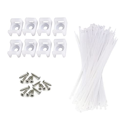 YIOVVOM 100 Pack Cable Tie Mount With Screw,100 Pack Saddle Type Zip Ties Holder, High Strength, Black Zip Tie Bases For Wire Management,Electronic Cord Organizer Clip (Small, White)