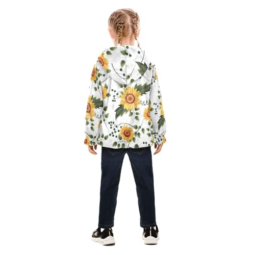 OTVEE Floral Spring Sunflowers Kids Hoodie Jacket Fall Spring Full Zip Warm Outwear Coat4