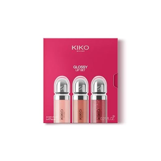 KIKO Milano Glossy Lip Set 03, Kit Lèvres : 3 Brillants À Lèvres Hydratants Effet Volumateur 3D