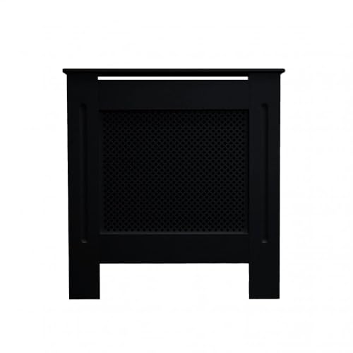 Airwave Radiator Cover Diamond Cut Style Matt Black MDF Wood Radiator Heating Covers Cabinet Shelf Heating Covers for Living Room Hallway Office and Bedroom. (Small)
