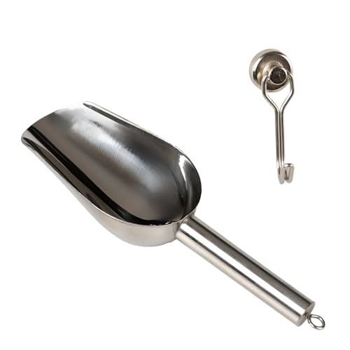 Image of Stainless Steel Ice Scoop with Magnetic Hook, Compatible with GE Profile Opal Nugget Ice Makers - Dishwasher Safe, for Freezer Bin, Kitchen, Bar (1 Scoop + 1 Hook)