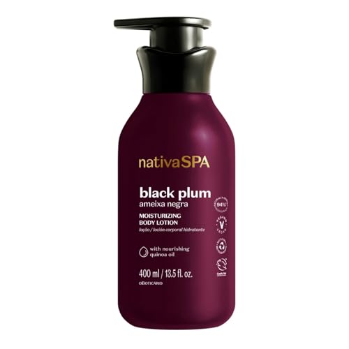 O Boticário Nativa SPA Ciruela Negra Loción Corporal para Mujer, Crema Hidratante Perfumada con Gotas de Quinoa, Hidratación Profunda para Piel Seca, 400 ml