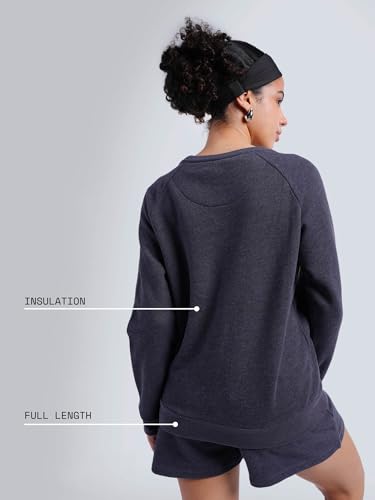 Image of CAVA Essential Sweatshirt for Women | Brushed Fleece, Round Neck, Full Sleeves, Ribbed Cuffs, Embroidery Detail | Cozy Loungewear & Travelwear