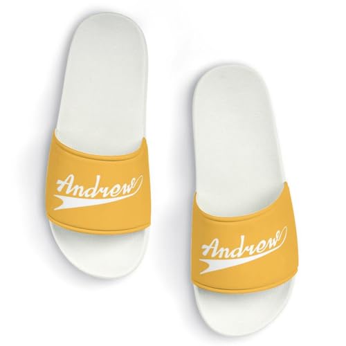 Custom Sports Slides Personalized Slippers - Baseball Sandals Quick Drying Softball Slippers Indoor Outdoor,Gifts for Men Youth Boy (White,Style 43)