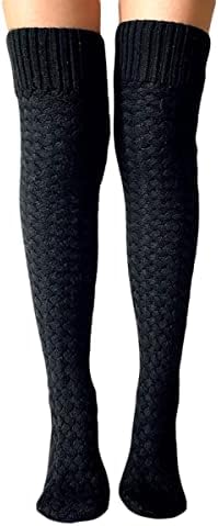 Springcmy Womens Girls Winter Cable Knit Over Knee Socks Thigh High Long Boot Socks Stocking Leg Warmer