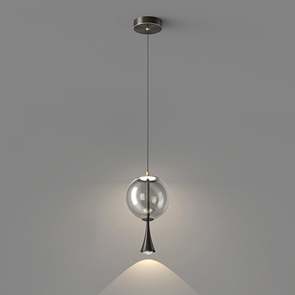 RRJJ chandelier Smoke Grey 12W Chandelier, Modern Industrial Art Glass Acrylic Pendant Lamps, Dining Room Chandeliers for Living Room Bedroom, Indoor Art LED Dimmable Hanging Lighting (