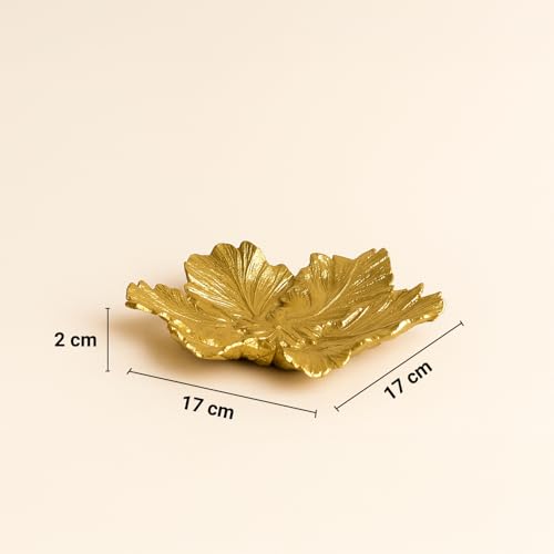 Image of MARKET 99 Glossy Golden Aluminium Decorative Dish (Set of 1) | Embossed Accent Platter for Dining Table, Living Room & Center Table | Designer Tray for Festive Gifting, Home Decor & Stylish Display