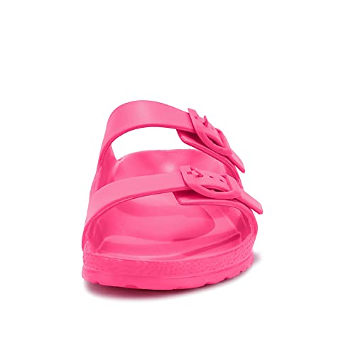 Anluke Slide Sandals For Girls Slip On Sandals Comfy Double Buckle Adjustable Eva Flat Sandals Pink 12/13 #TOP5