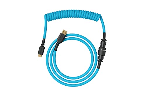 Image of GLORIOUS Coiled Keyboard Cable - Coiled USB C Cable Artisan Braided Cables for Mechanical Gaming Keyboard Coiled Cable - Custom Keyboard Cable (Electric Blue)