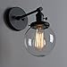 Phansthy Black Wall Sconce Light Industrial Wall Lamp with 5.9 Inches Glass Canopy and On Off Switch for Kitchen Bathroom Corridor (Black)