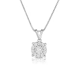 NATALIA DRAKE Miracle Halo 1/4 Cttw Diamond Necklace for Women in Rhodium Plated Sterling Silver (Co