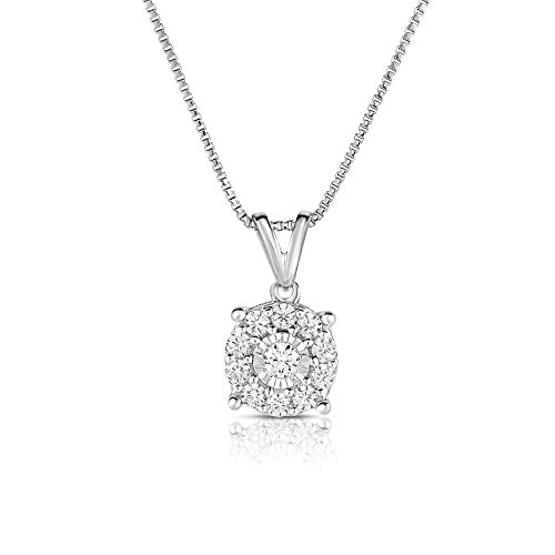 Natalia Drake Miracle Halo 1/4 Cttw Diamond Necklace For Women In Rhodium Plated Sterling Silver (Color I-J/Clarity I2-I3) #TOP11