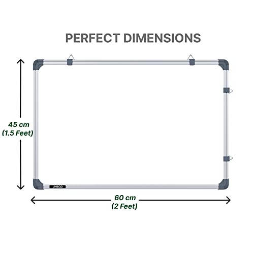 Image of GOSHU 1.5x2 ft Non-Magnetic Double-Sided Whiteboard & Chalkboard with Duster, Black Marker, and Scale (Pack of 4 Items)