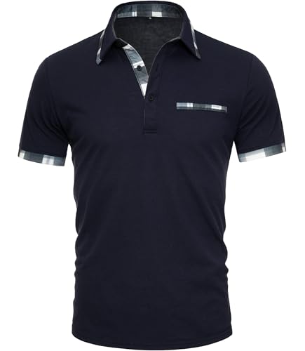 GLESTORE Poloshirt Herren Kurzarm Golf PoloHemd mit Falsche Brusttasche...