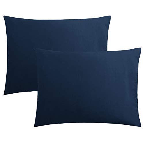 FLXXIE Microfiber Pillow Cases Standard Size, Soft Pillowcases with Envelope Closure, Wrinkle, Stain Resistant Pillow Covers, 20x26, Navy