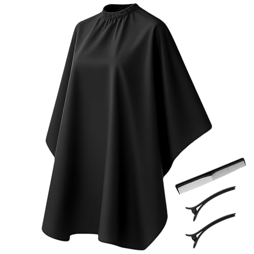 DAVIDJAMESCLARKE Cape de coiffeur - Cape noire - Grande taille - Accessoire de coiffeur - 165 x 145 cm, Noir, Länge 165 cm x Breite 145 cm