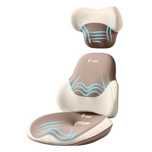 Image of FLORICH Seat Cushion and Lumbar Support Pillow for Office Chair Car Neck Headrest Pillow Memory Foam Seat Pads Pressure Relief Back Cushion and Carseat Pads(Brown)