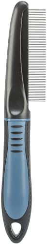 TRIXIE Hunde-Kamm mit feinen Zinken - glättet das Fell - für Deckhaar und Unterwolle - Kurzhaar - gummierter Kunststoffgriff - 22 cm - 23763