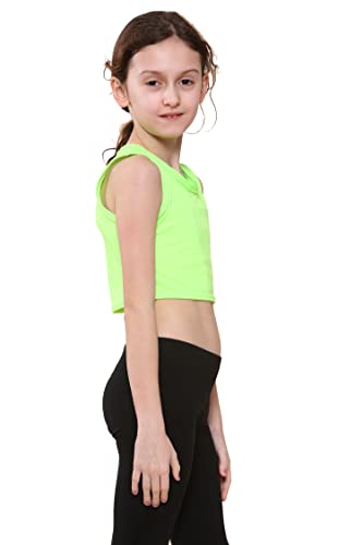 Image of Kids Girls Neon Fluorescent Vest Crop Tops T-Shirt Tee Top Dance Wear Gymnastic Fancy Dress Age 5-14 Years