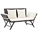 Produktbild vidaXL Gartenbank mit Auflagen Sonnenliege Sitzbank Bank Gartenliege Liege Gartenmöbel Balkonbank Parkbank Terrasse 176cm Braun Poly Rattan