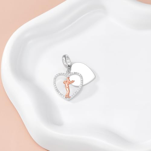 Image of PROESS Father Mother Daughter Charm fit Charms Bracelet Sterling Silver Charms for Bracelets Birthday Valentines Day Gifts for Daughter Mother Lover