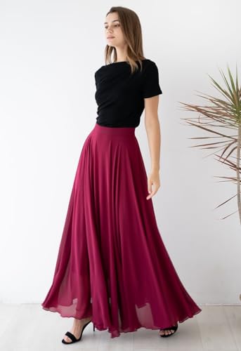 Image of Women's Full Length Georgette Long Skirt- Lehenga with 8 Meters Maxi Flare