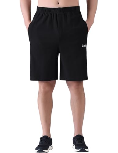 Zoulee Men's 9-inch Loose-Fit Cotton Sports Shorts with Front Fly and Zippered Pockets2