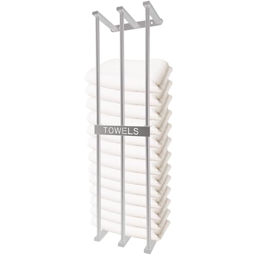 Towel Rack Wall Mounted, 71cm Bathroom Towel Storage Holder for Large Folded Rolled Towels (Silver)