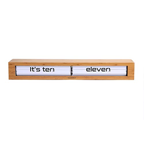 Cloudnola Texttime Wood Wall and Tabletop Flip Clock and Wall Decor, Bamboo and White, 24 inches Wide, Battery Operated Digital Display, Perfect for Living Room, Kitchen, Office and More! by Cloudnola - Used condition - US$179.92