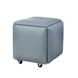 SIGESHUO スツール 5-in-1 5脚セット スタッキングチェア キャスター付き 椅子 イス オットマン キューブスツール ソフトスツール コンビネーションスツール 足置き 収納 移動便利 省スペース 来客用 コンパクト 完成...