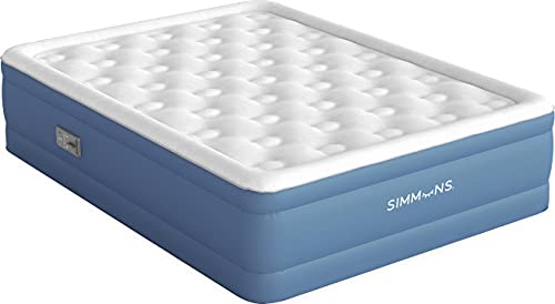 Simmons Rest Aire Mattress Air Bed with Side Built-in Pump and Soft Velveteen Topper, 17" Queen