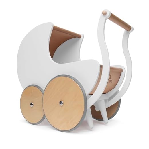 Kinderfeets Pram Walker - Toy Stroller for for Babies, Kids, and Toddlers | Sustainable and Eco-Friendly | 2-in-1 Walker and Stroller Design (White)