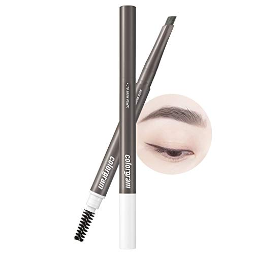 COLORGRAM Artist Formula Auto Brow Pencil 0.25g- True Beauty K-Drama Makeup, Built-in-Spoolie, Clump-Free Formula, Softly Glides, Natural Look (05 Gray Brown)