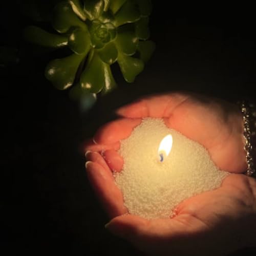 NICEME Customized Powder Candle Making Kit, 11Lb/ 5kg Refillable Beaded Wax Sand All Natural Reusable DIY Pearled Candle Self Extinguish w/ 200 Wicks & 200 Stickers & 2 Centering Devices