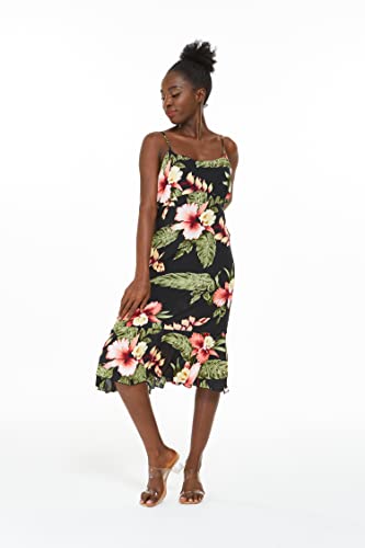 Image of Family Matching Hawaiian Clothes, Black Rafelsia | Lightweight 100% rayon • Family matching outfits • Beach vacations • Luaus • Cruises • Family photos